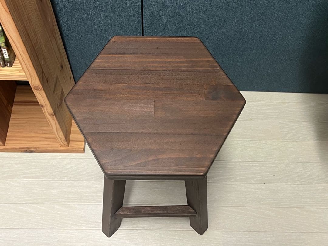《在庫整理品》スツール 腰掛け 椅子 6角 32cm 46cm パイン こげ茶