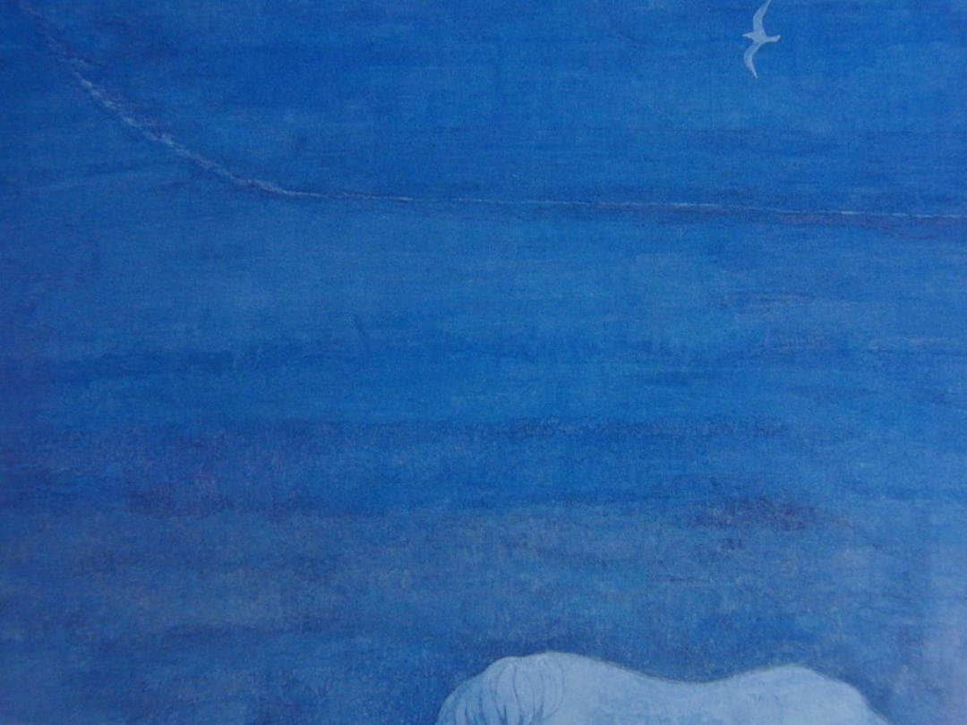 佐藤圀夫、【夕凪】、希少な額装用画集より、新品額装付、状態良好