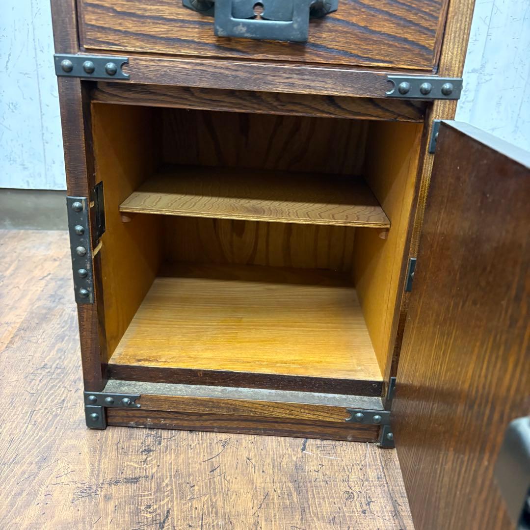 アンティーク 古道具 木製 船箪笥 銭箱 銭函 薬箱 ビンテージ 鍵付き