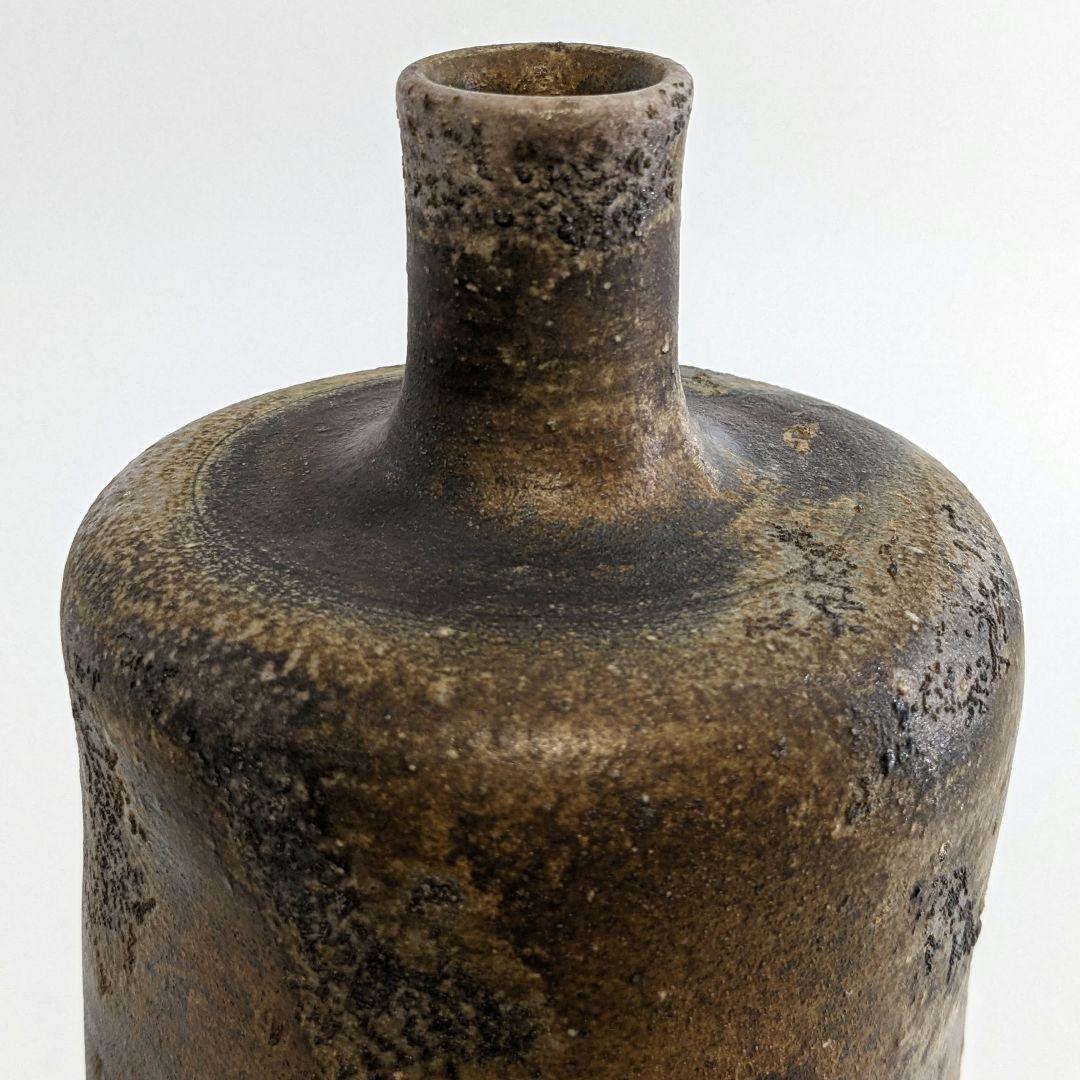 岡山県重要無形文化財 松井與之 備前焼 一輪挿花入 共箱共布