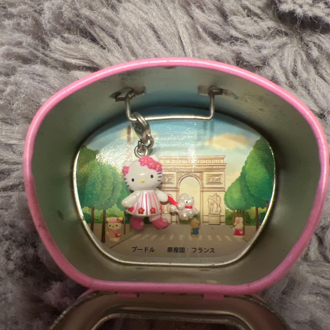 d*3様 ハローキティ 缶 チャーム レトロ 仔犬の散歩 サンリオ 2003 プ