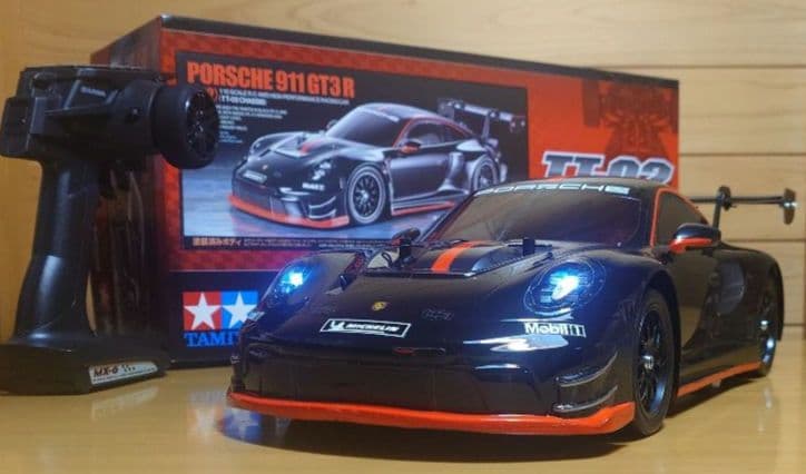 田宮RCポルシェ911GT3 R (992)LEDライト付＆プロポ充電器完成品