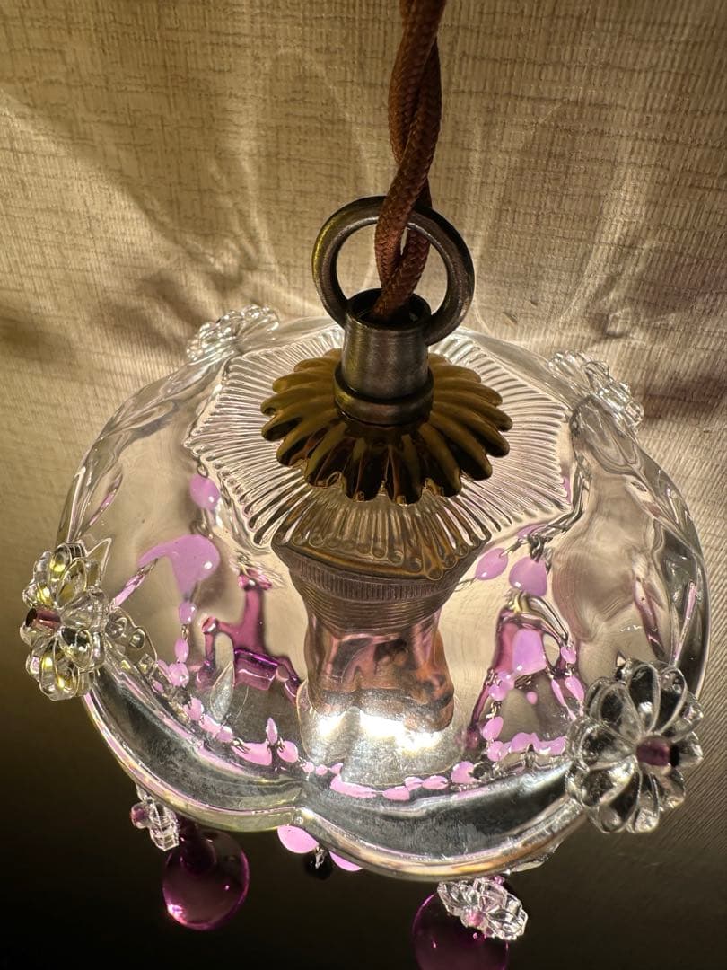 フランス アンティーク ラベンダームラーノガラスの可愛らしいミニシャンデリア＊