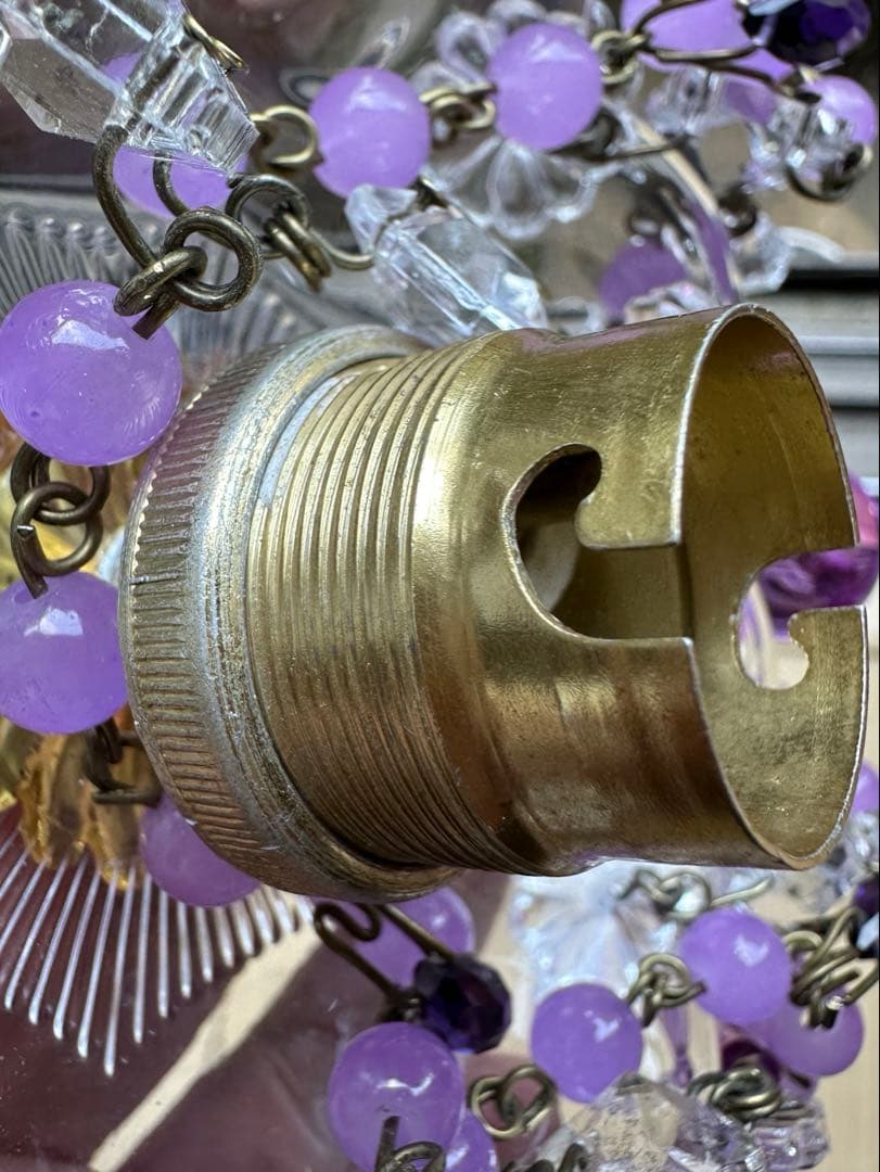 フランス アンティーク ラベンダームラーノガラスの可愛らしいミニシャンデリア＊