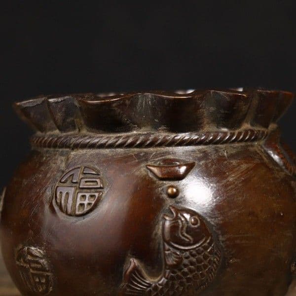 銅器 銭袋 聚宝盆 貯金箱 装飾品 工芸品 置物