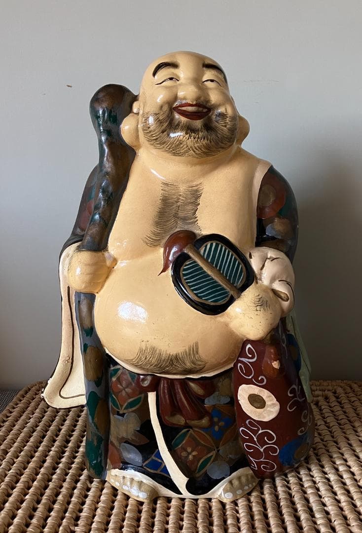 1620 縁起物 陶器 七福神 布袋様 布袋尊様 置物 骨董品 陶磁器 白磁
