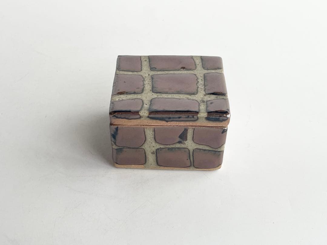 人間国宝　陶芸家　濱田庄司　浜田庄司　合子　盒子　柿釉　共箱　益子　民藝