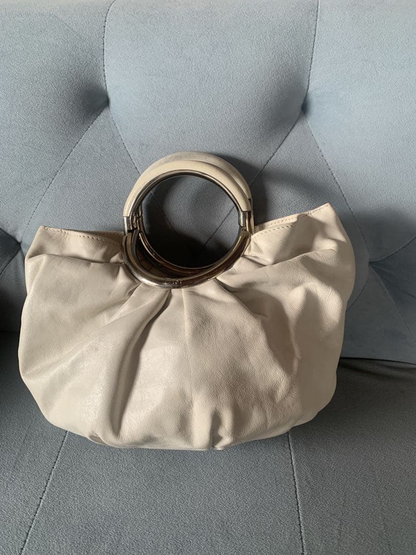 レア♡Diorヴィンテージ白レザーバッグ 丸型ハンドル