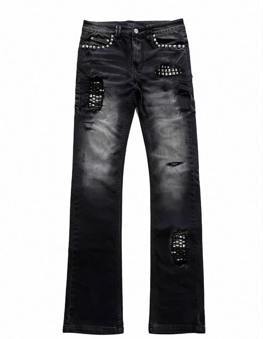 2点セット レザージャケット、デニムパンツ