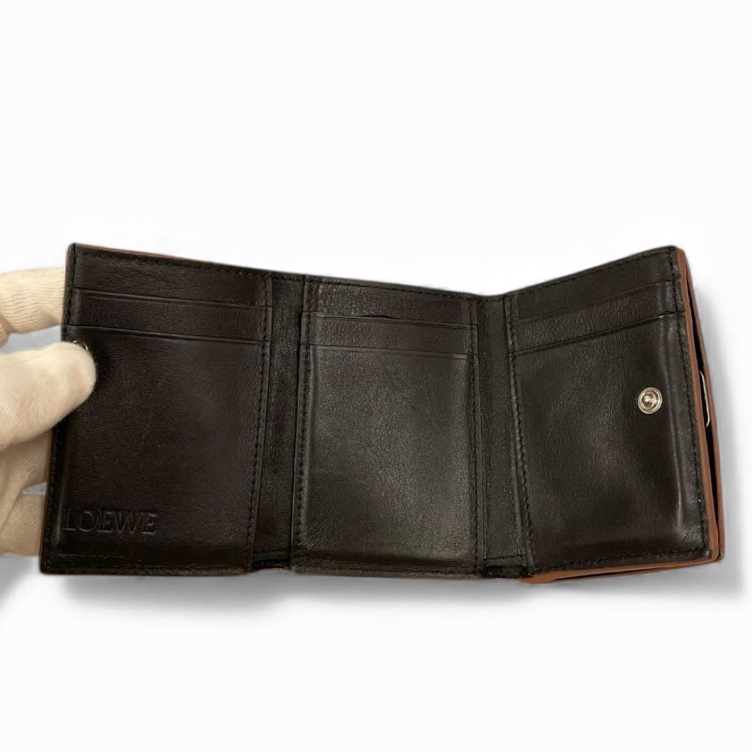 【極美品】LOEWE アナグラム トライフォールド 三つ折り財布 ブラック 黒