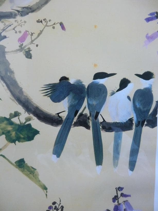 田中一村「桐花に尾長」　額装印刷物