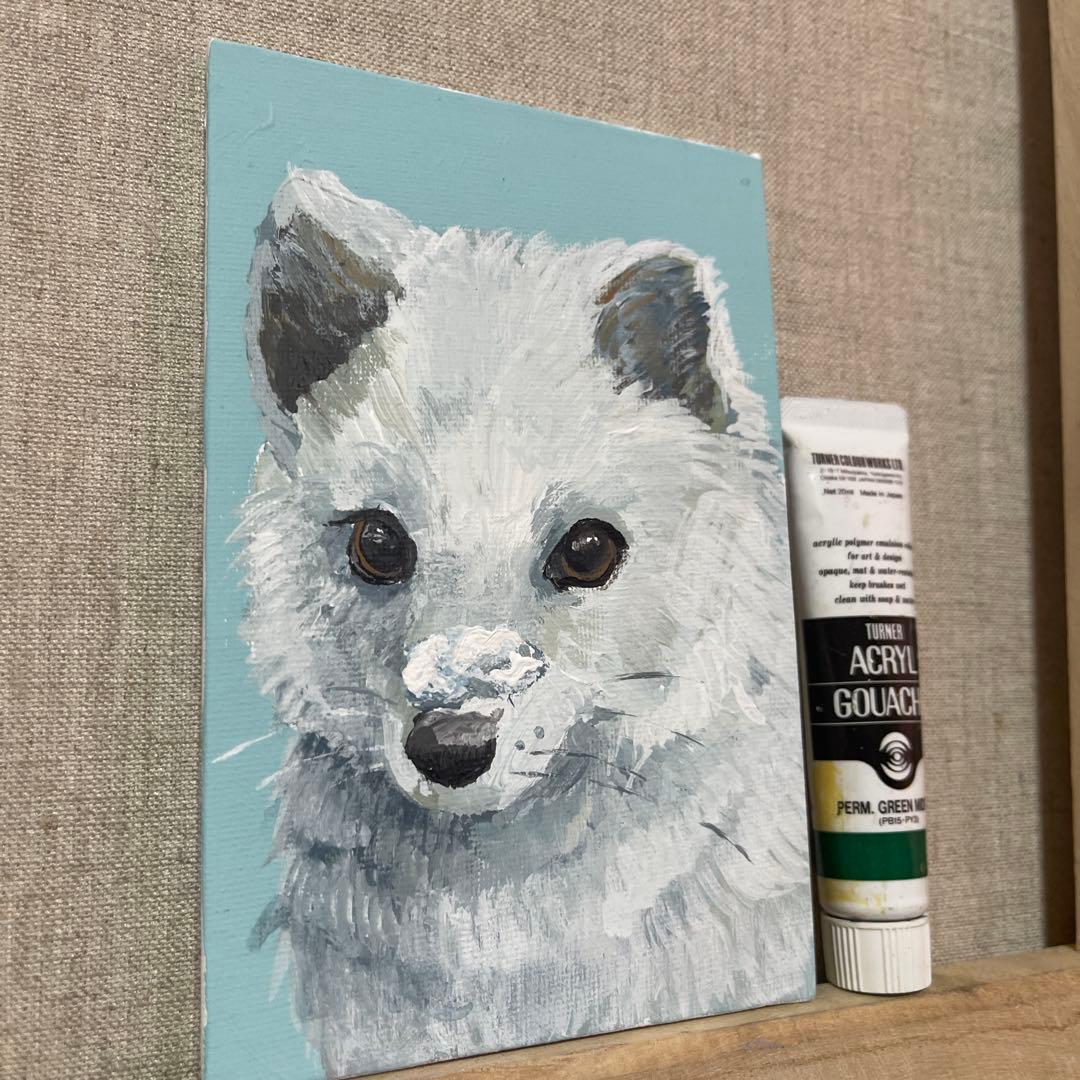 北極狐の絵画 アクリル - メルカリ