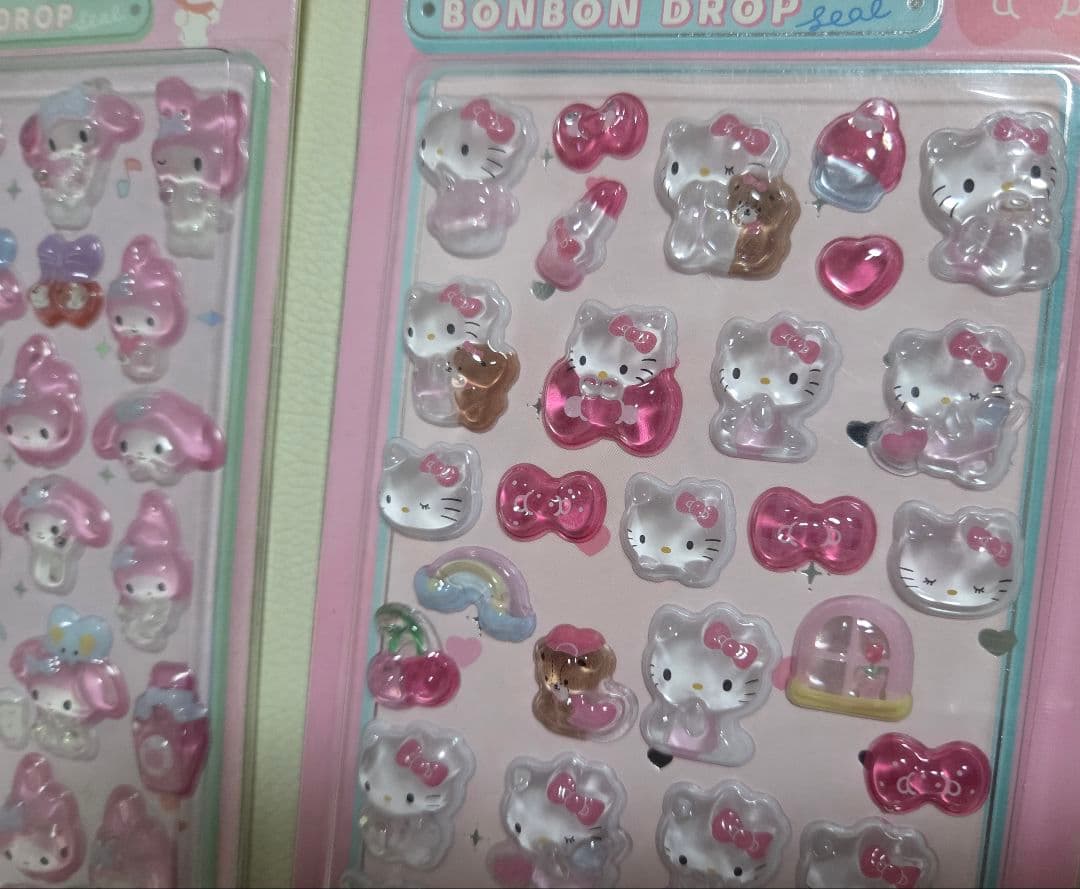 マイメロディ・ハローキティ ボンボンドロップシール 2シートセット