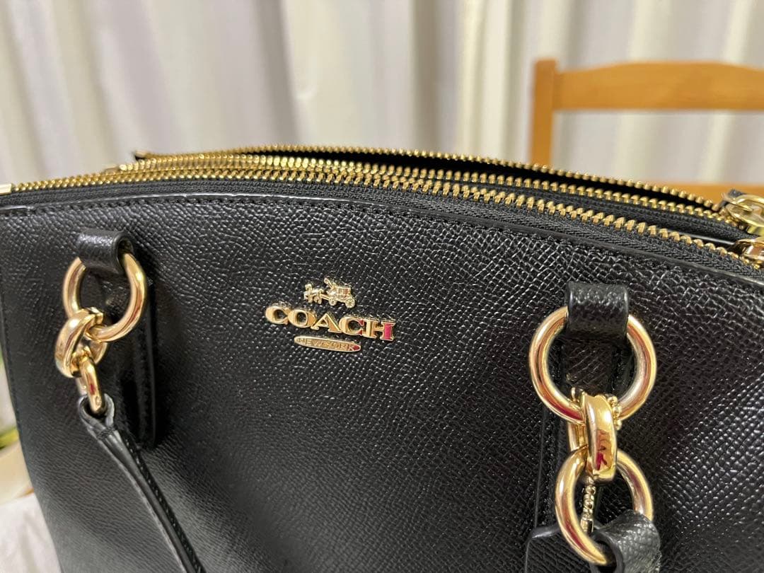 COACH ブラックレザー ハンドバッグ ショルダーバッグ
