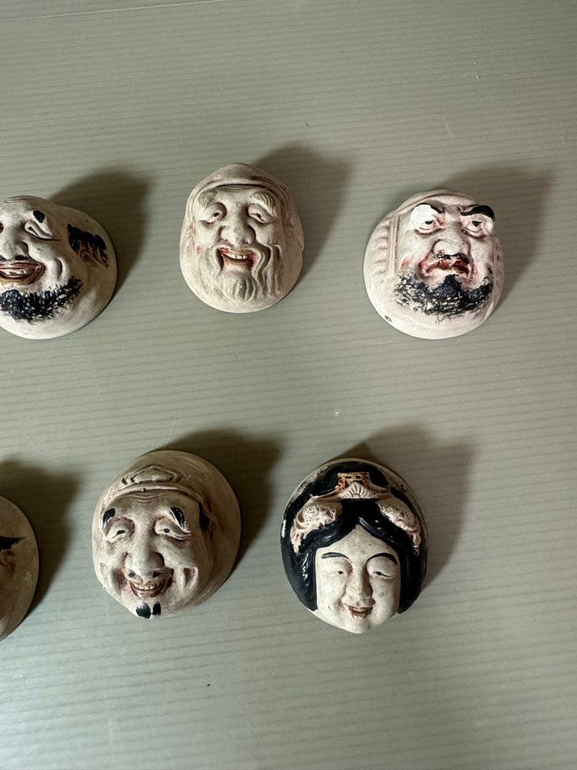 2937 七福神　猪口　7客　時代物