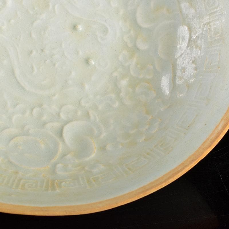 中国　影青　青白釉　陽刻　花文　鉢　C　R5789