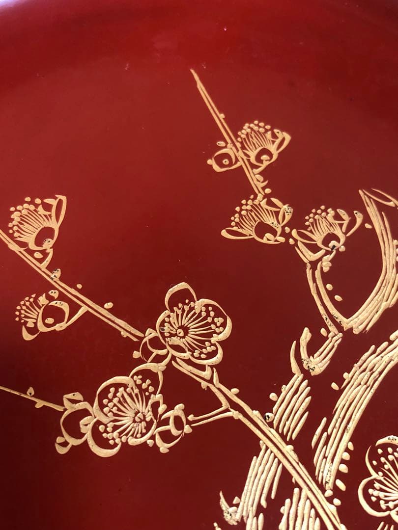 割引❗️《R》洗朱 沈金松竹梅図 銘々皿10客 木製漆器 250807F5