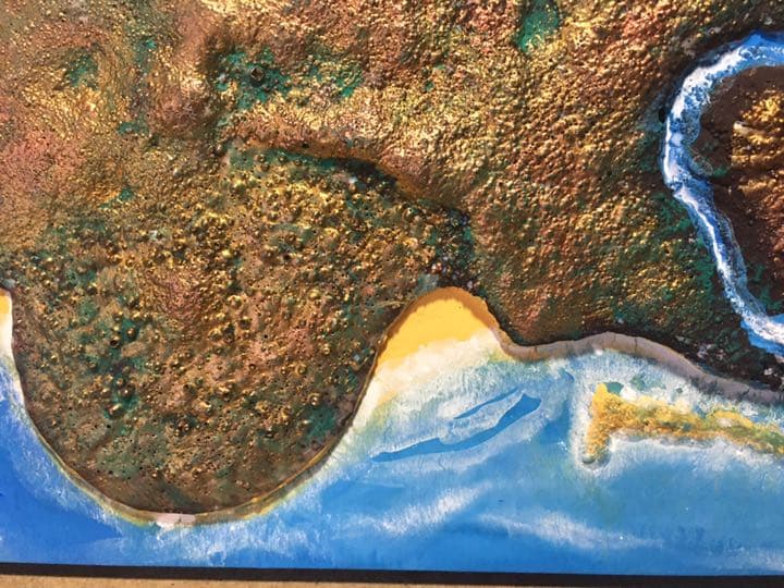 海、島の3d アート作品。