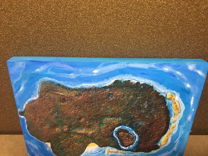 海、島の3d アート作品。