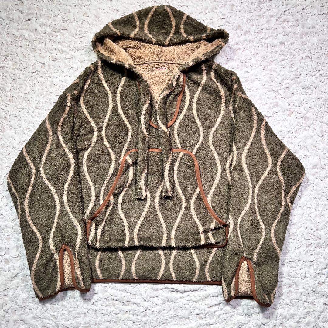 『KAPITAL』　総柄　フリース　パーカー　酔い縞柄　希少　カーキ　【S】