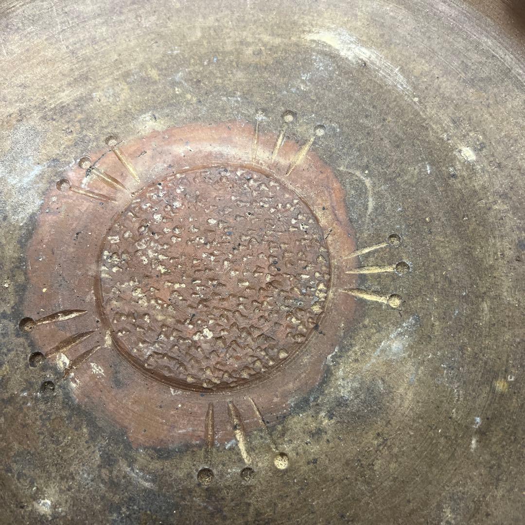 希少昔備前焼陶印あり前大鉢水盤共箱整理品現状品