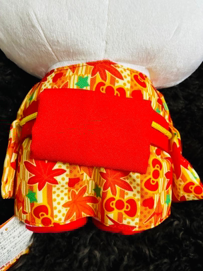 稀少　レトロ　ハローキティ 紅葉柄 着物 ぬいぐるみ M 30cm 脚にサンダル