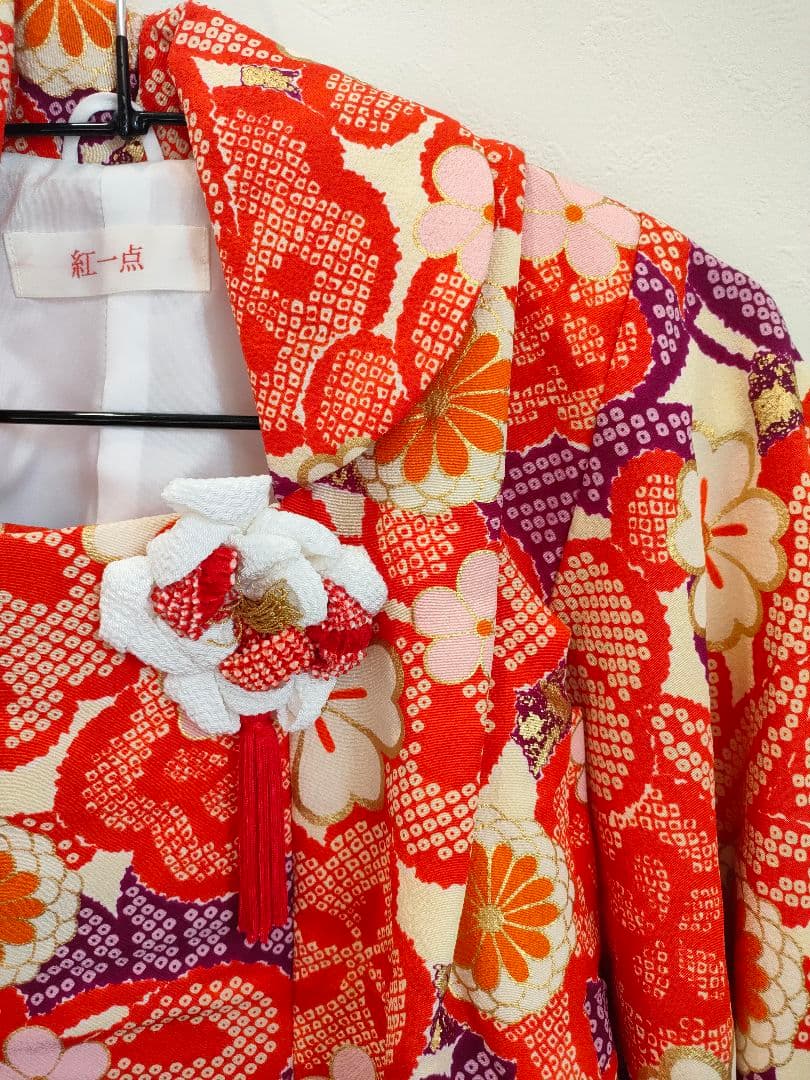 【美品】紅一点　七五三　3歳　正絹　着物・被布・長襦袢などフルセット