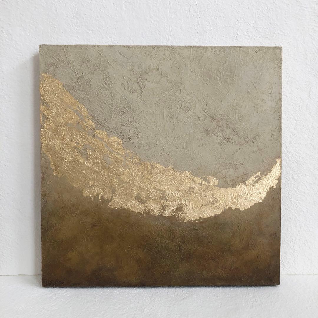 テクスチャーアート＊ブラウン・ゴールド＊抽象画アクリル画金絵画
