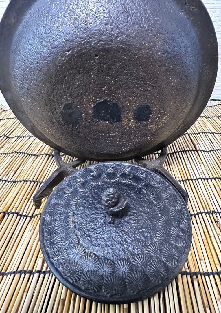 USED品 南部岩鋳四代目清末作 真作保証 23型 松葉文様