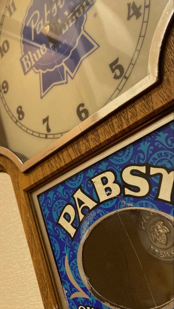 福*店様 Pabst Blue Ribbon 1970's壁掛け振り子時計　ライ