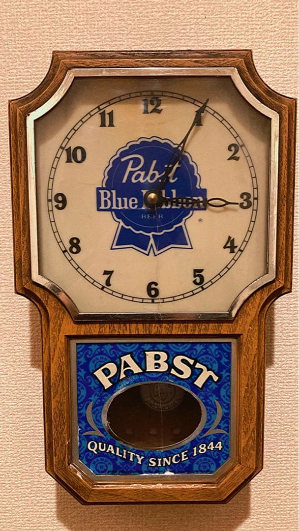 福*店様 Pabst Blue Ribbon 1970's壁掛け振り子時計　ライ