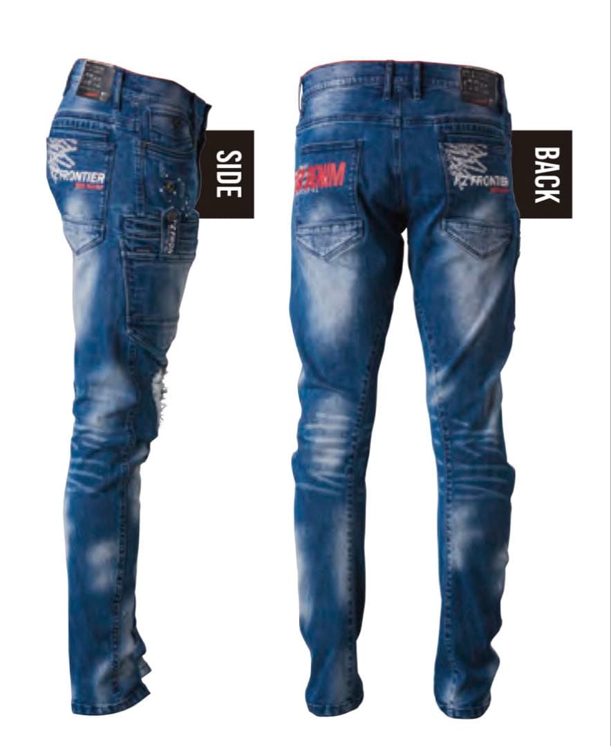 アイズフロンティア７３５０ＳデニムＧ　３Ｌ寸カーゴパンツ８8cm上下組インディゴ