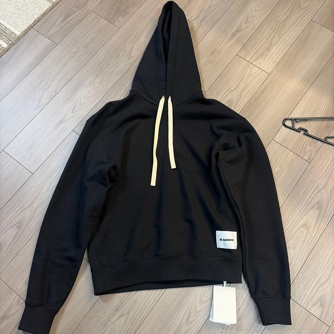 JIL SANDER プラス　ドローストリング ロゴパッチ パーカー Lサイズ