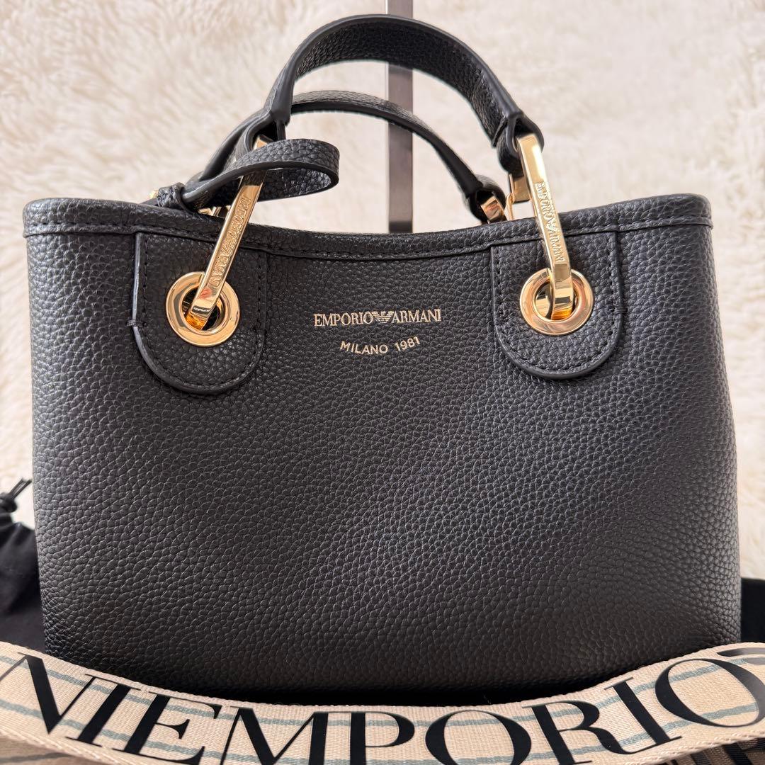 ✨極美品 EMPORIO ARMANI ショルダーバッグ レザー ブラック