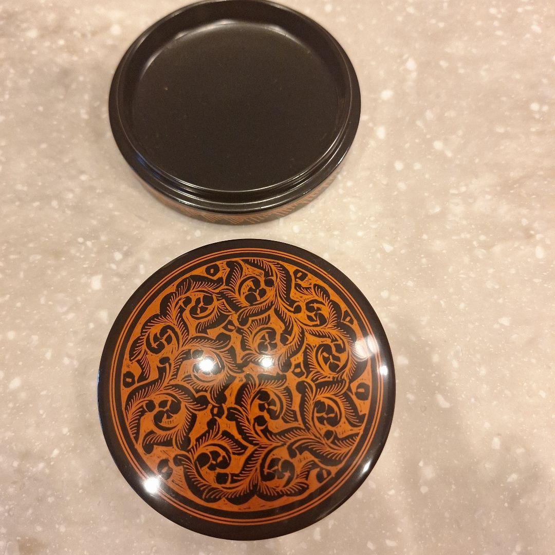 きんま　漆器　朱肉入れ