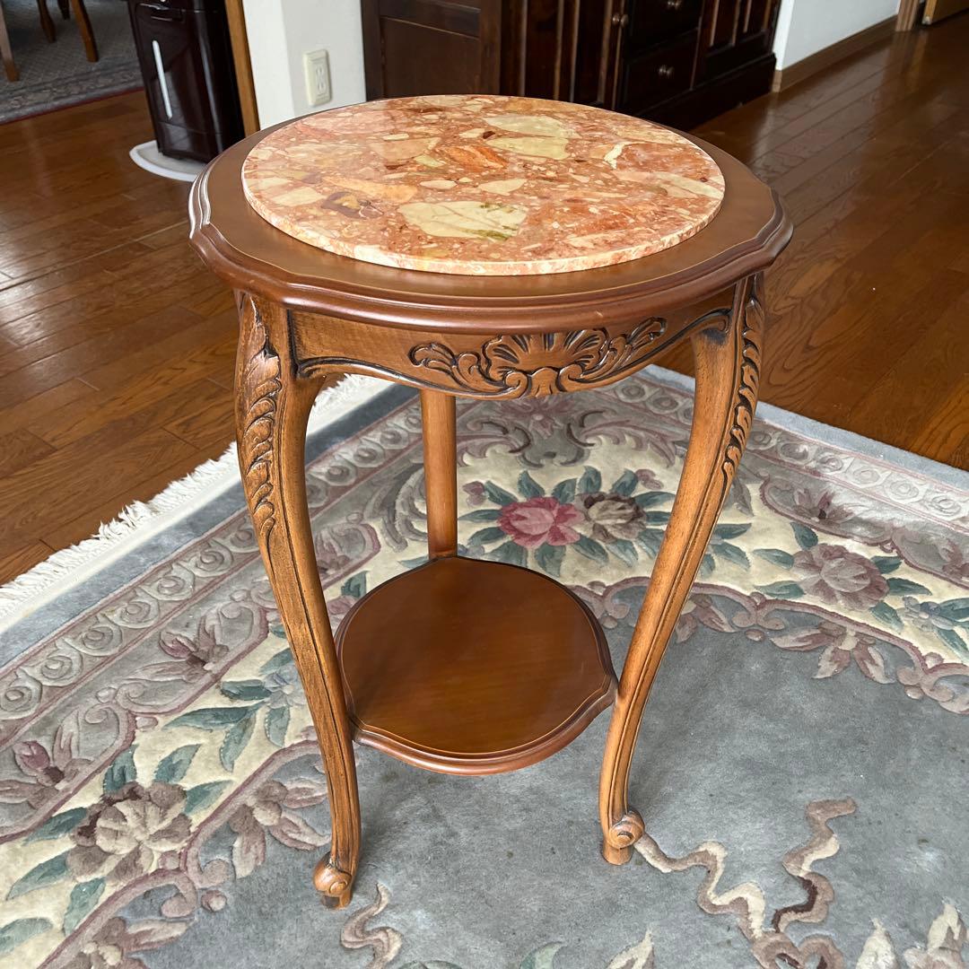 猫脚 花台 サイドテーブル アンティーク 家具 大理石 - メルカリ