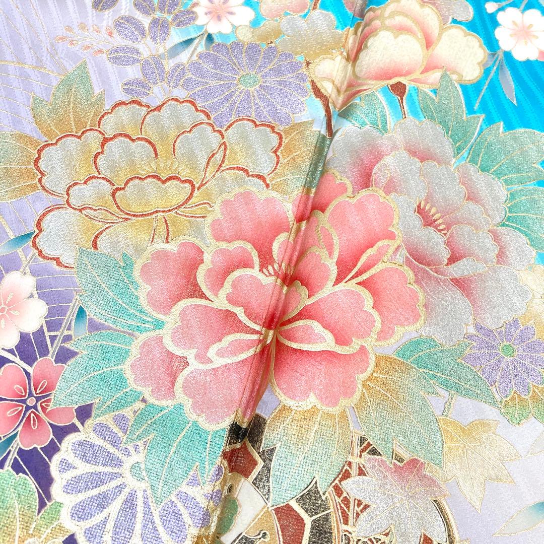 TAMA屋】全て正絹 全て振袖 三松 鶴 花柄 まとめ売り 5点 TM2560