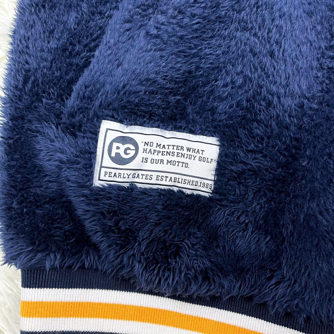 美品 パーリーゲイツ ファー パーカー ジャケット ロゴワッペン リブライン