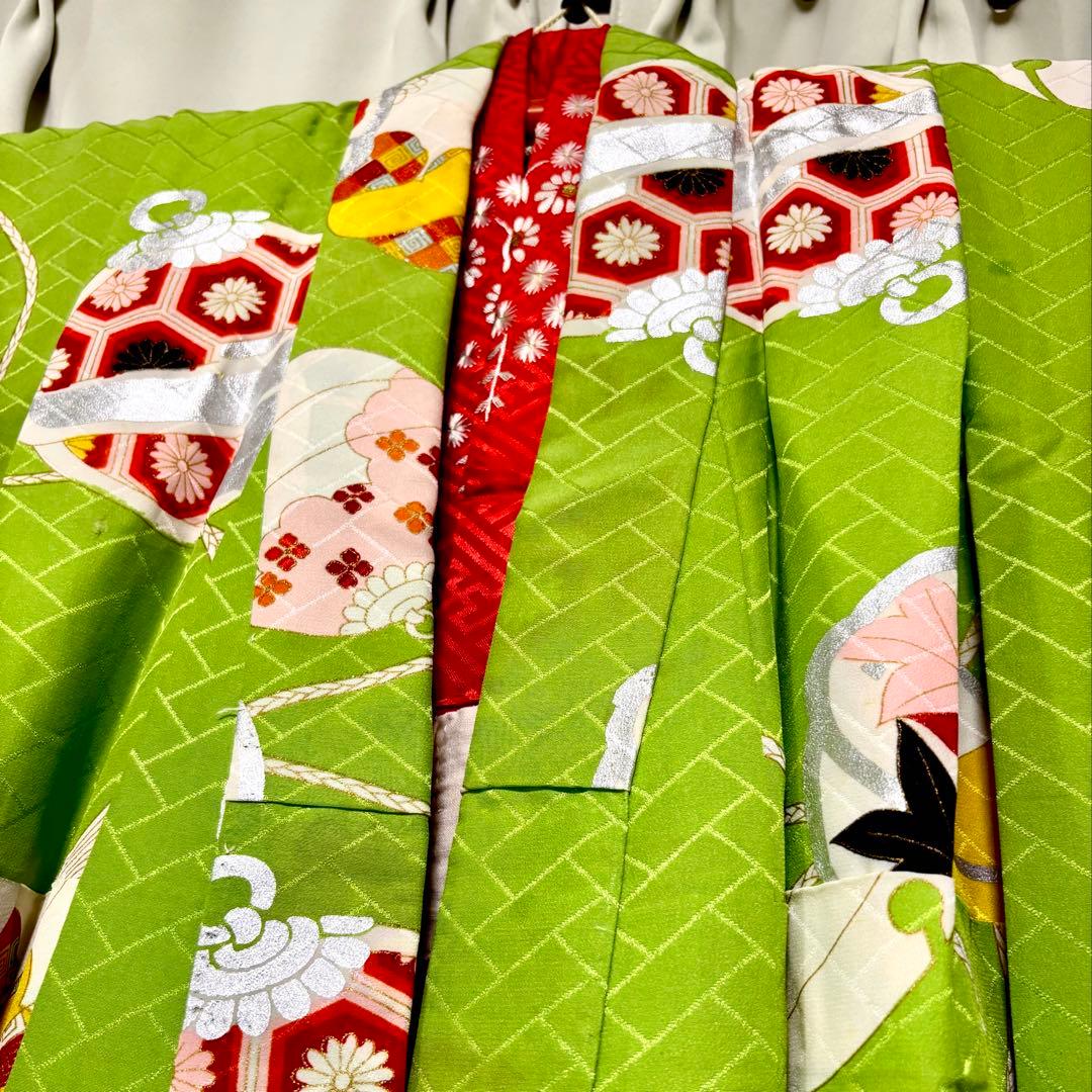 【七五三 七歳女の子　正絹　着物　帯　襦袢　草履バッグ　小物類】