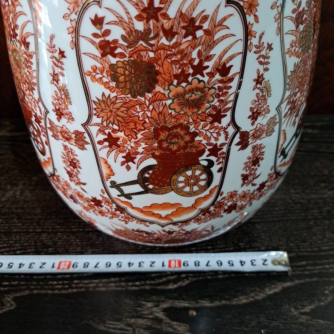 釉裏壺 六角飾瓶 極上本金使用 金彩赤絵 柴田陶器 唐花図 高