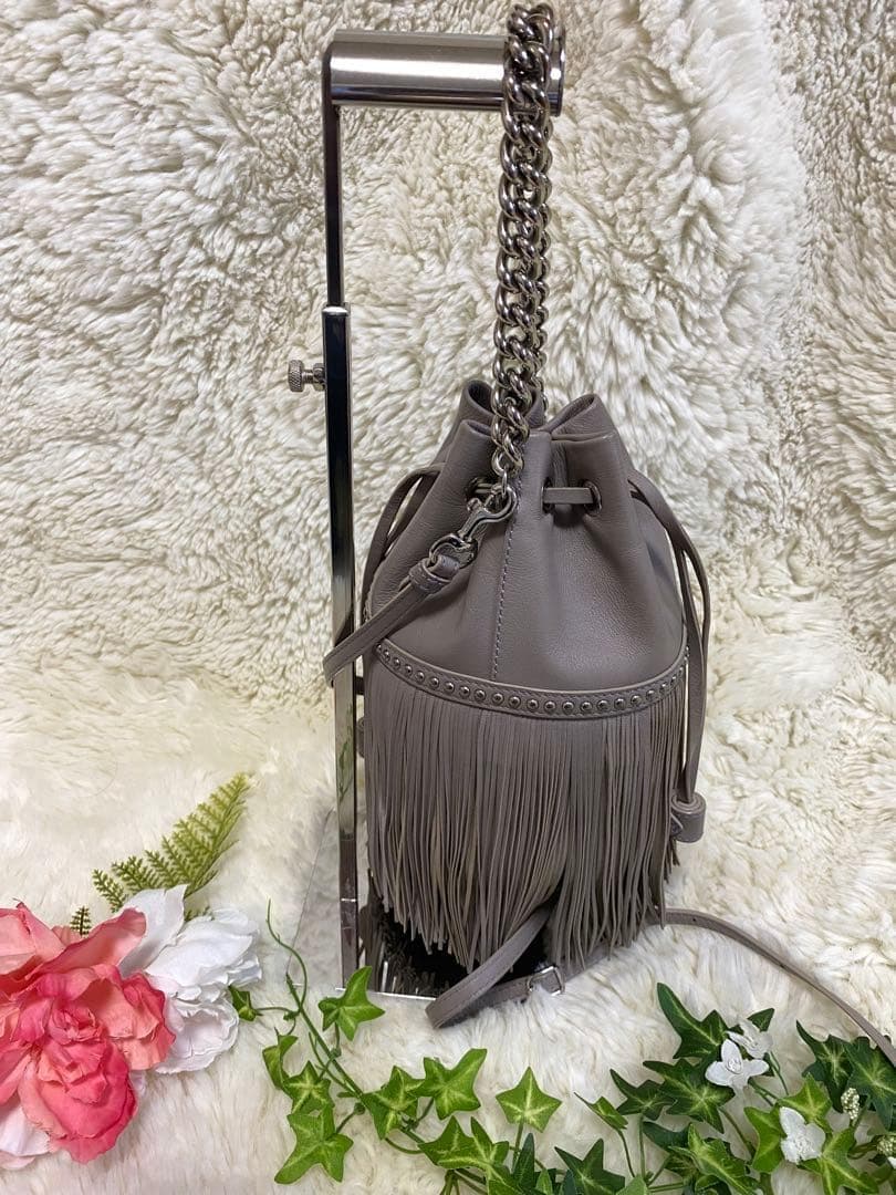 J&M DAVIDSON カーニバル フリンジレザーショルダーバッグ グレージュ