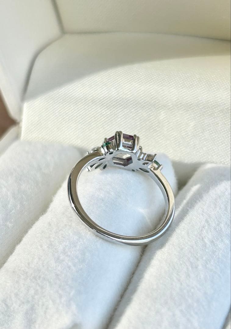 未使用◆アレキサンドライト＆モスアゲートリング　約11号