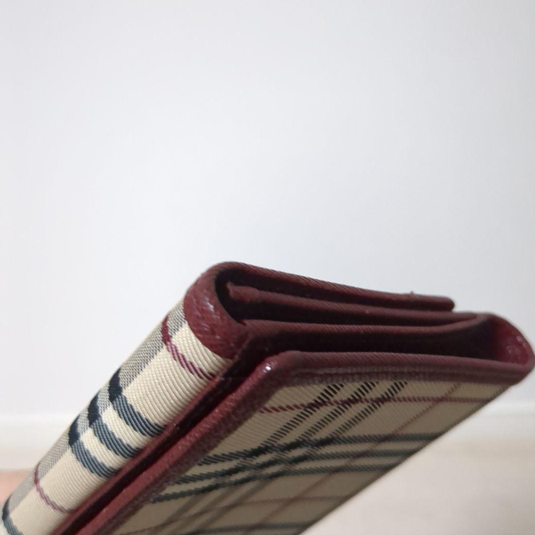 Burberry　バーバリー　折り財布　ノバチェック　ボルドー　ワインレッド　赤