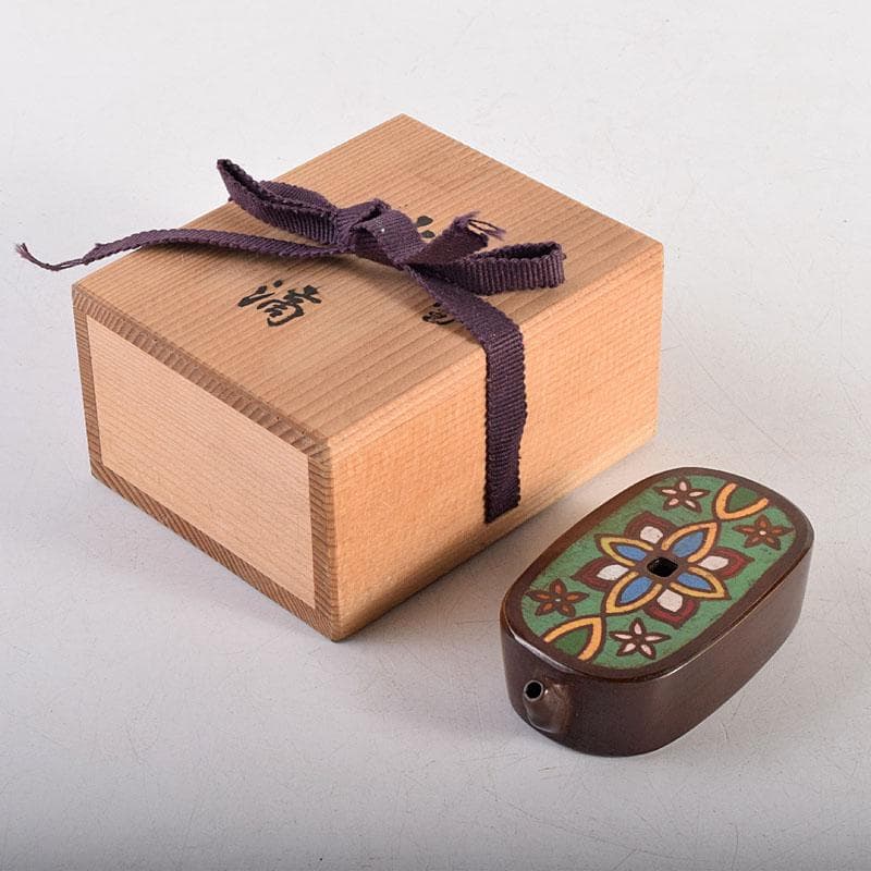 書道具　銅器七宝　水滴　共箱　V　8289 書道具 銅器七宝 水滴 共箱 V 8289 書道具 銅器七宝 水滴 共箱