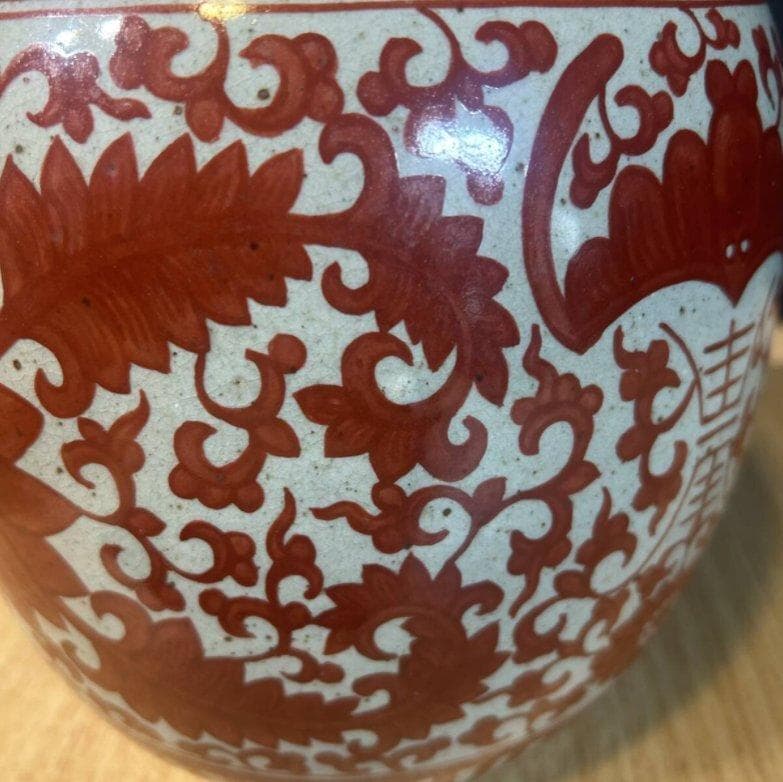 S8029　清　二彩花弁紋缶　中国古美術　中国古玩　壺　花瓶　花器