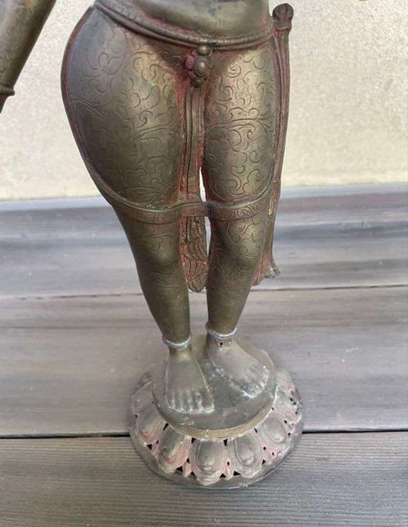 チベット女神像 銅製の仏像 42cm アンティーク 骨董