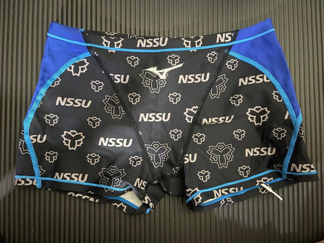 日体大 Mizuno NSSU 競泳水着 サイズO 黒/青 数日出品】Mizuno NSSU