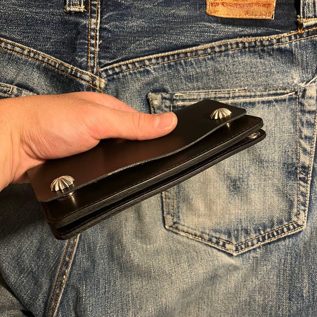 薄型ミドルトラッカーウォレット アポロコンチョ シルバー925 栃木レザー