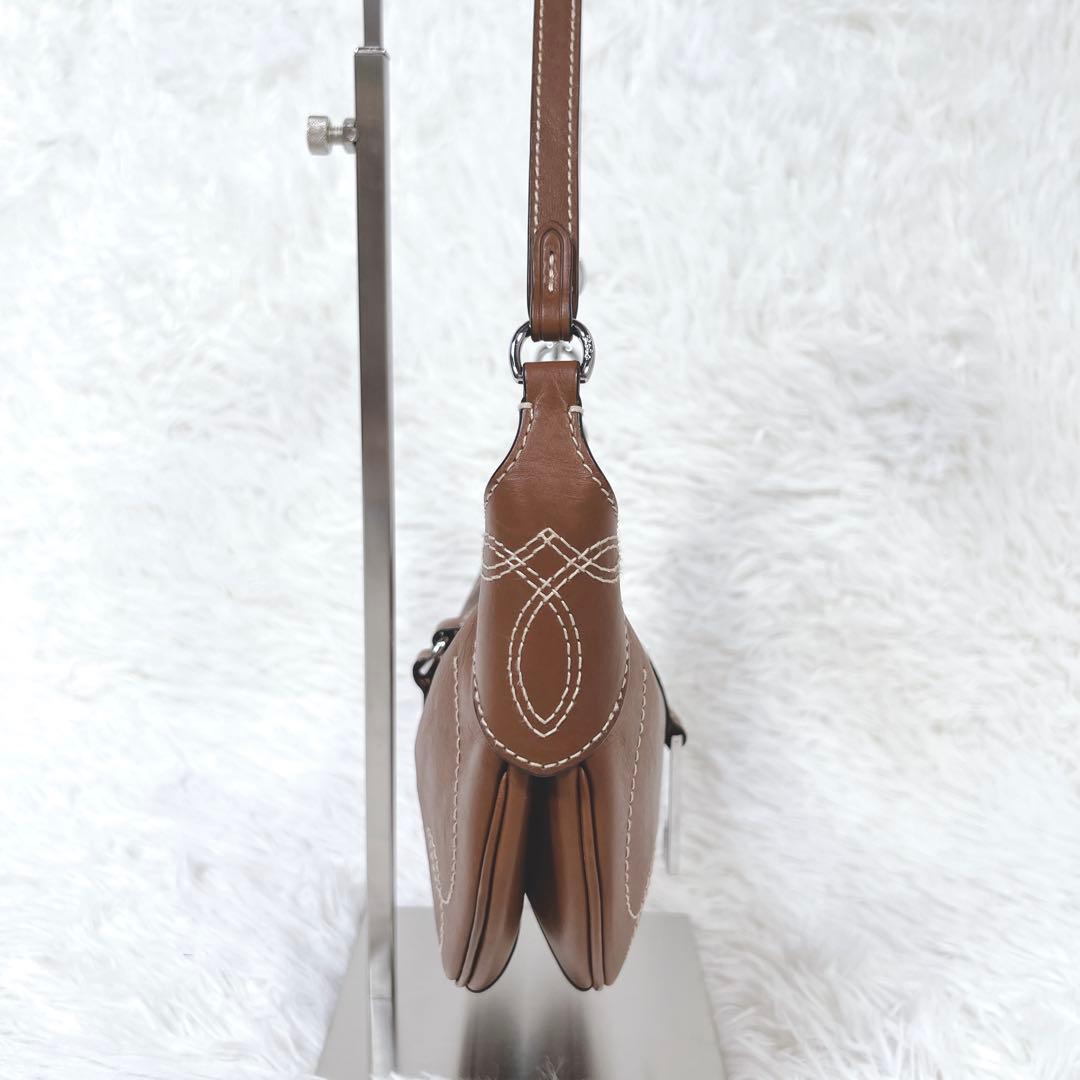 極美品✨ポロラルフローレン Polo ID カーフスキン ハンドバッグ 三日月