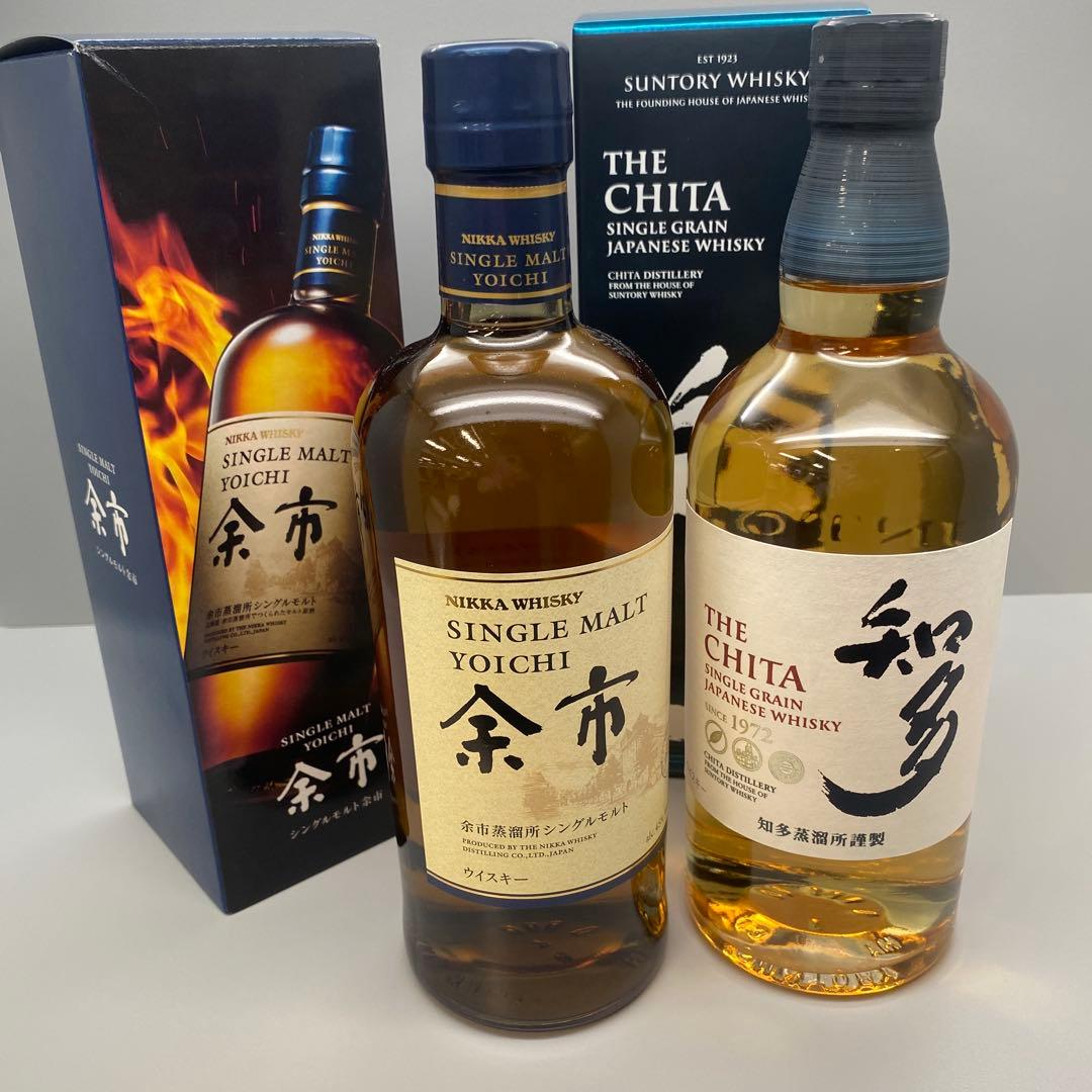 ニッカ シングルモルトウイスキー 余市 サントリーウイスキー知多2本セット